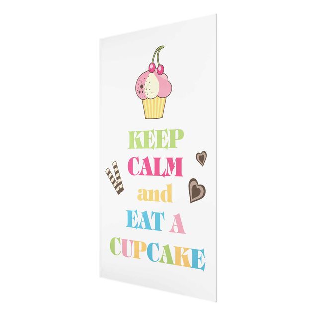 Quadro in vetro - No.EV71 Keep Calm And Eat A Cupcake Colorful - Verticale 2:3