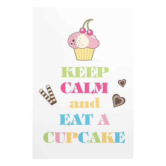 Quadro in vetro - No.EV71 Keep Calm And Eat A Cupcake Colorful - Verticale 2:3