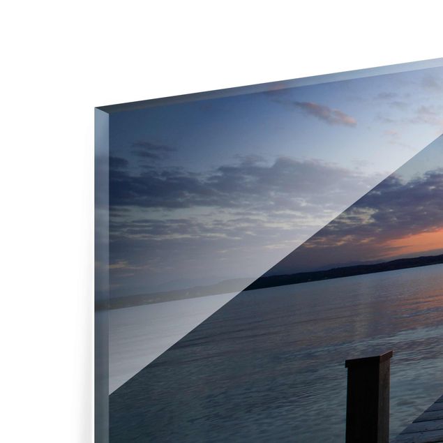 Quadro in vetro - Luogo di riposo al tramonto - Panoramico