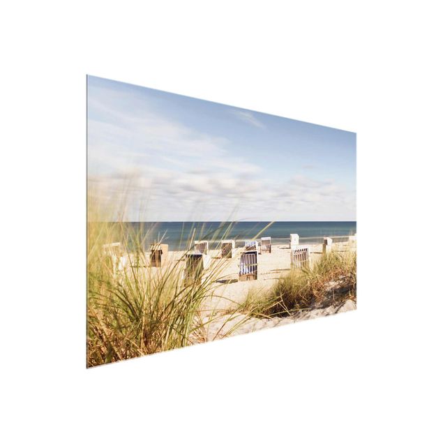 Quadro in vetro - Baltic Sea And Beach Chairs - Orizzontale 3:2