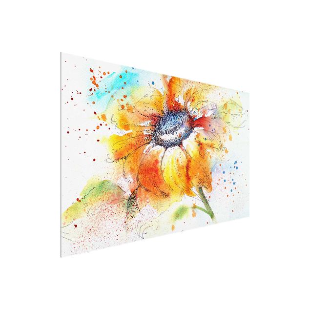 Quadro in vetro - Painted Sunflower - Orizzontale 3:2