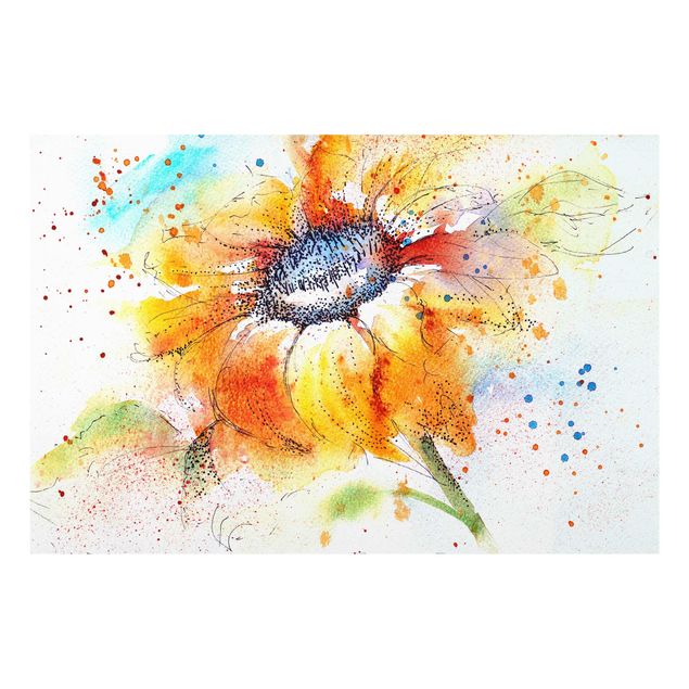 Quadro in vetro - Painted Sunflower - Orizzontale 3:2