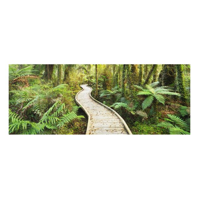 Quadro in vetro - Path in the forest - Panoramico