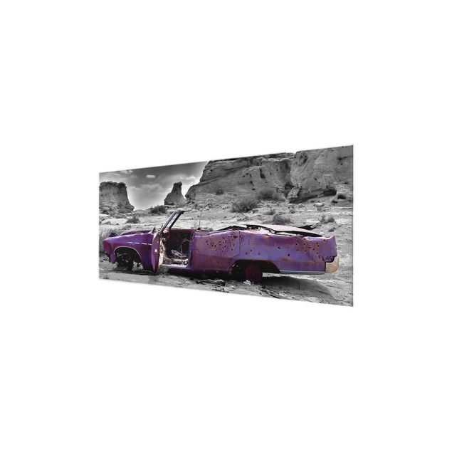 Quadro in vetro - Pink Cadillac - Panoramico