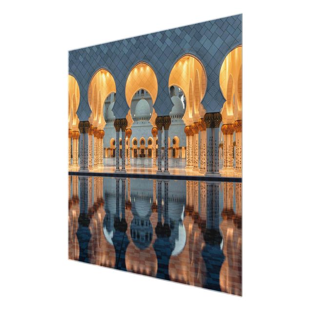 Quadro in vetro - Riflessione in Moschea - Quadrato 1:1