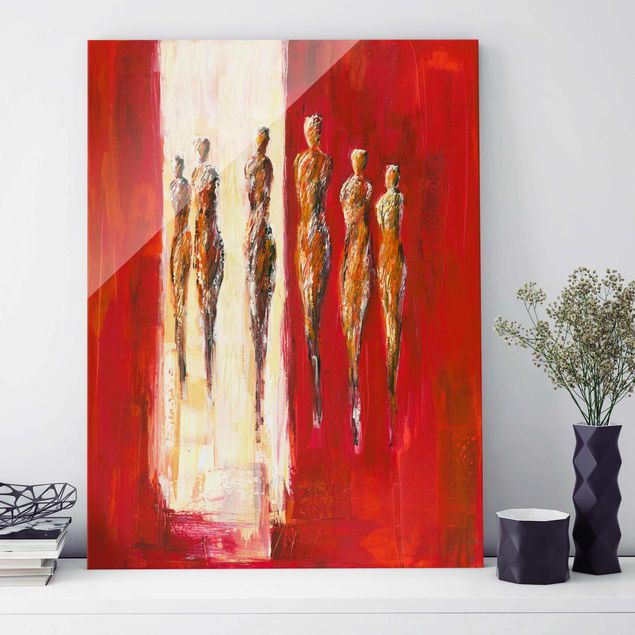 quadro astratto moderno Sei figure in rosso