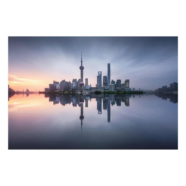 Quadro in vetro - Skyline di Shanghai Mattina Mood - Orizzontale 3:2