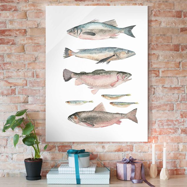 Quadri animali Sette pesci in acquerello I