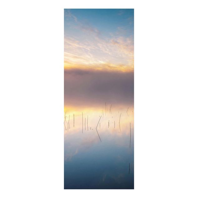 Quadro in vetro - Alba Lago svedese - Pannello