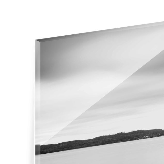 Quadro in vetro - Tramonto In Bianco e nero Dal Lago - Quadrato 1:1