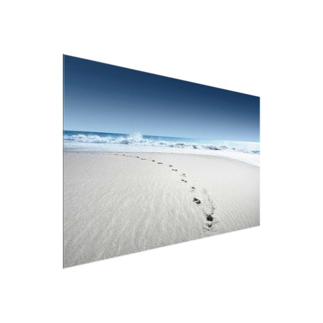 Quadro in vetro - Footprints in the sand - Orizzontale 3:2