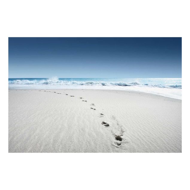 Quadro in vetro - Footprints in the sand - Orizzontale 3:2