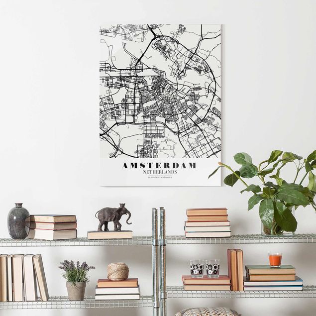 Quadro in vetro - Amsterdam City Map - Classic - Verticale 3:4