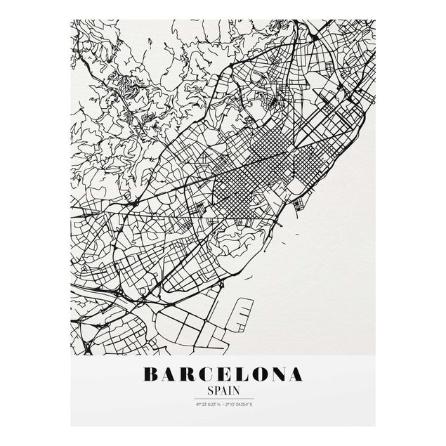 Quadro in vetro - Barcelona City Map - Classic - Verticale 3:4