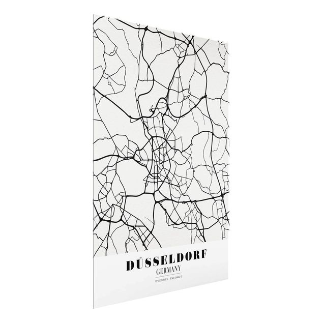 Quadro in vetro - Dusseldorf City Map - Classic - Verticale 3:4