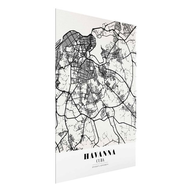 Quadro in vetro - Havana City Map - Classic - Verticale 3:4