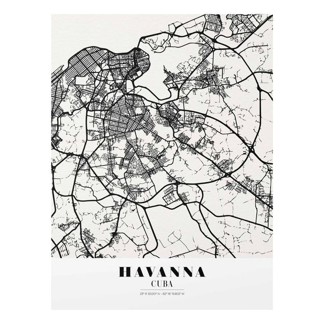 Quadro in vetro - Havana City Map - Classic - Verticale 3:4