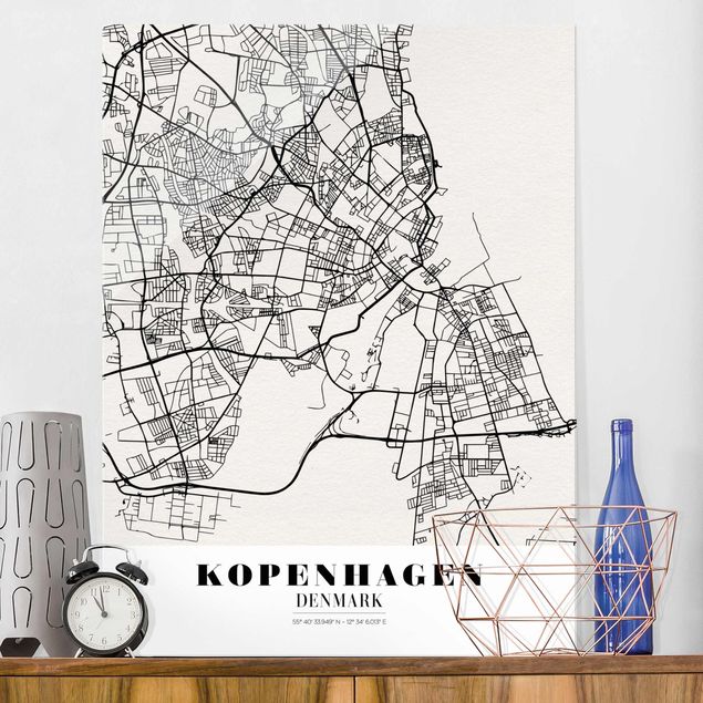 Lavagna magnetica in vetro Mappa di Copenaghen - Classica
