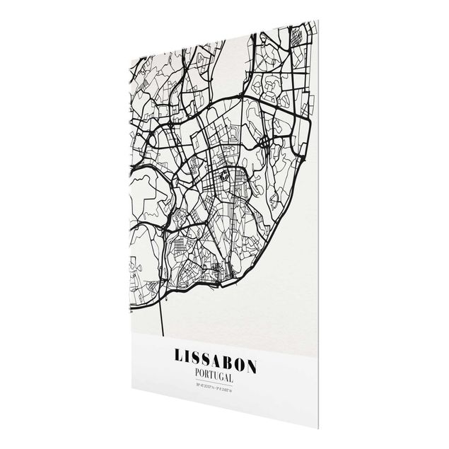 Quadro in vetro - Lisbon City Map - Classic - Verticale 3:4