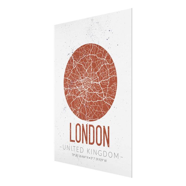 Quadro in vetro - London City Map - Retro - Verticale 3:4