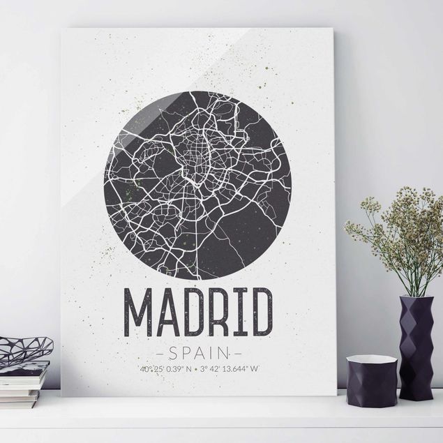 Lavagna magnetica vetro Mappa di Madrid - Retrò