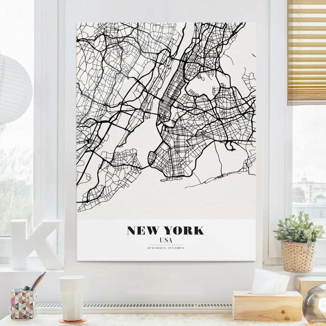 Lavagna magnetica vetro Mappa di New York - Classica