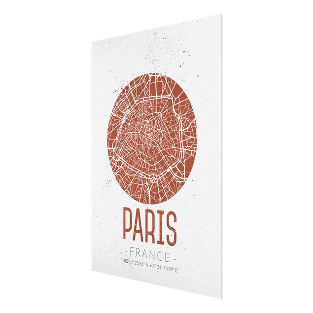 Quadro in vetro - Paris City Map - Retro - Verticale 3:4