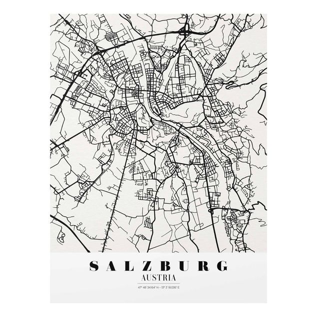 Quadro in vetro - Salzburg City Map - Classic - Verticale 3:4