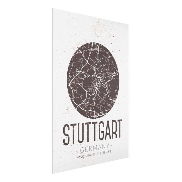 Quadro in vetro - Stuttgart City Map - Retro - Verticale 3:4