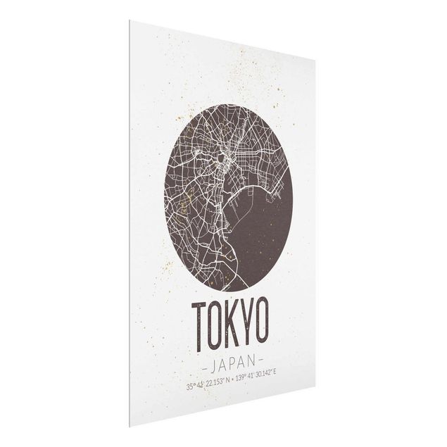 Quadro in vetro - Tokyo City Map - Retro - Verticale 3:4