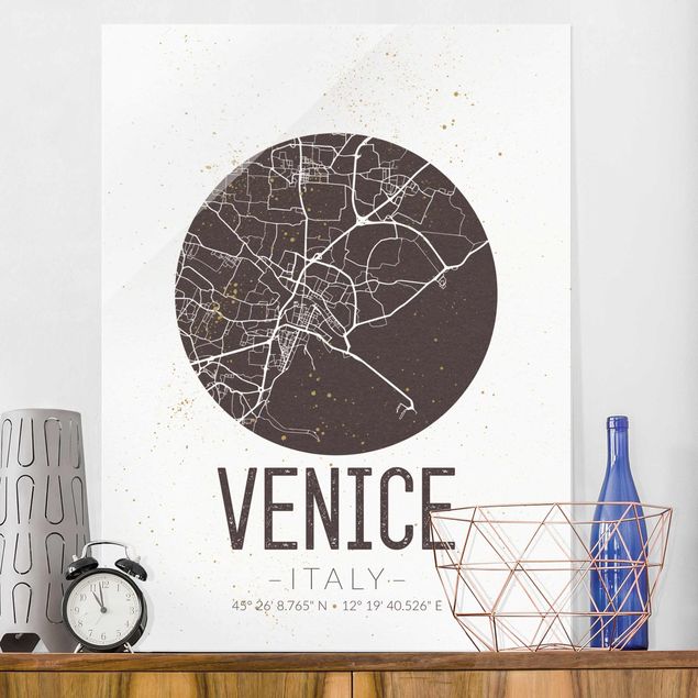 Lavagna magnetica vetro Mappa di Venezia - Retrò
