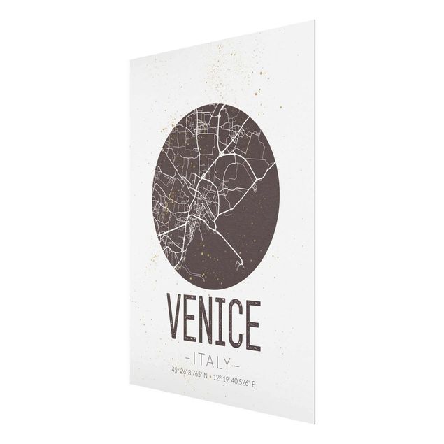 Quadro in vetro - Venice City Map - Retro - Verticale 3:4