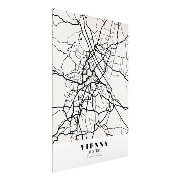 Quadro in vetro - Vienna City Map - Classic - Verticale 3:4