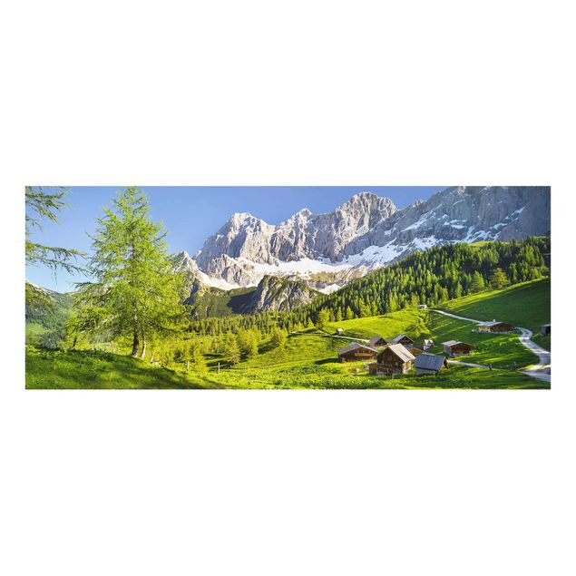 Quadro in vetro - Styria Alpine meadow - Panoramico
