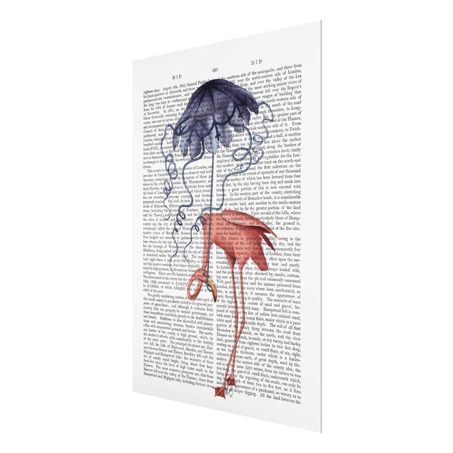 Quadro in vetro - Lettura Degli Animali - Flamingo Con L'Ombrello - Verticale 3:4