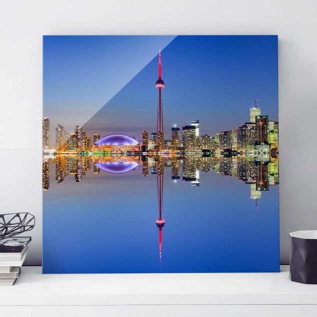 Lavagna magnetica vetro Toronto City Skyline di prima del lago Ontario