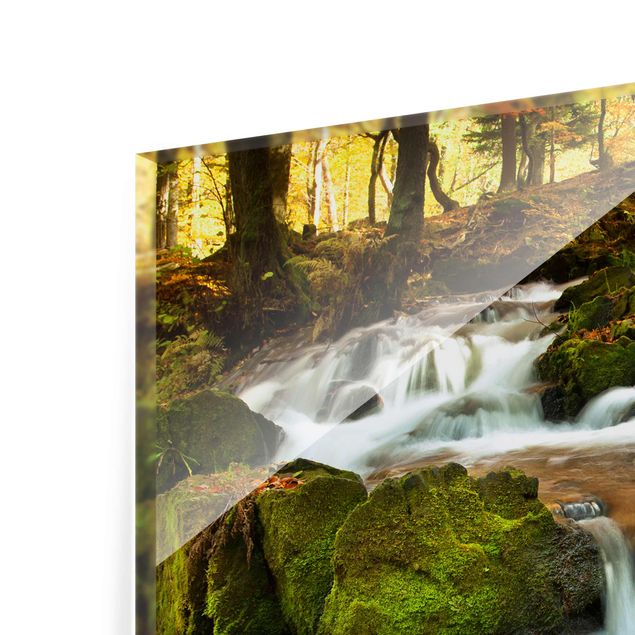 Quadro in vetro - Waterfall autumn forest - Orizzontale 3:2