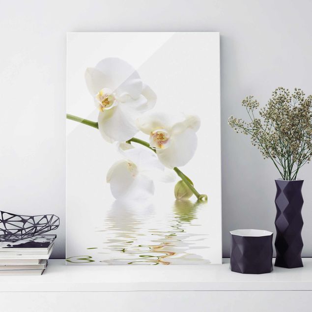 Lavagna magnetica vetro Acque di orchidea bianca