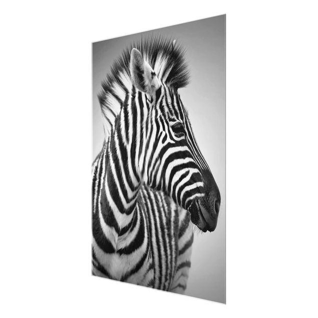 Quadro in vetro - Zebra Baby Portrait II - Verticale 3:4