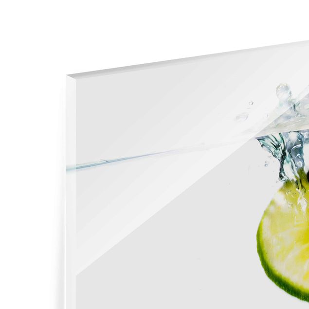 Quadro in vetro - Lemon And Lime In Water - Panoramico