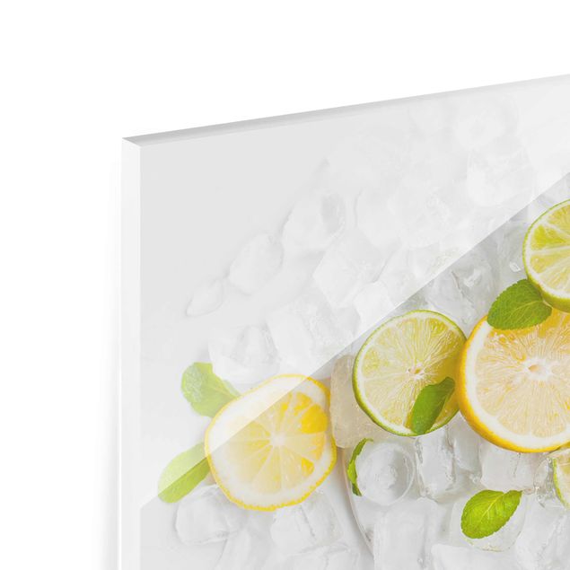 Quadro in vetro - Citrus Fruits On Ice - Orizzontale 3:2