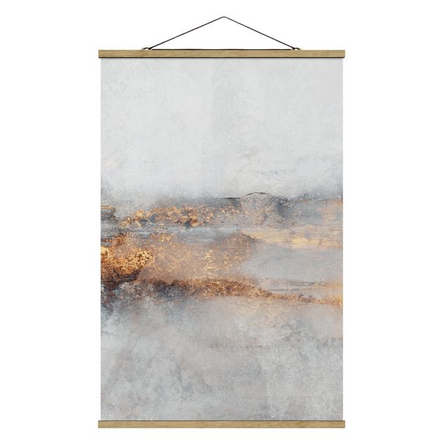 Foto su tessuto da parete con bastone - Nebbia oro e grigia - Verticale 2:3