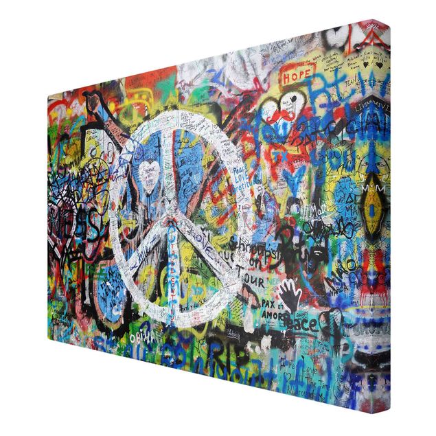 Stampa su tela - Graffiti Wall Peace Sign