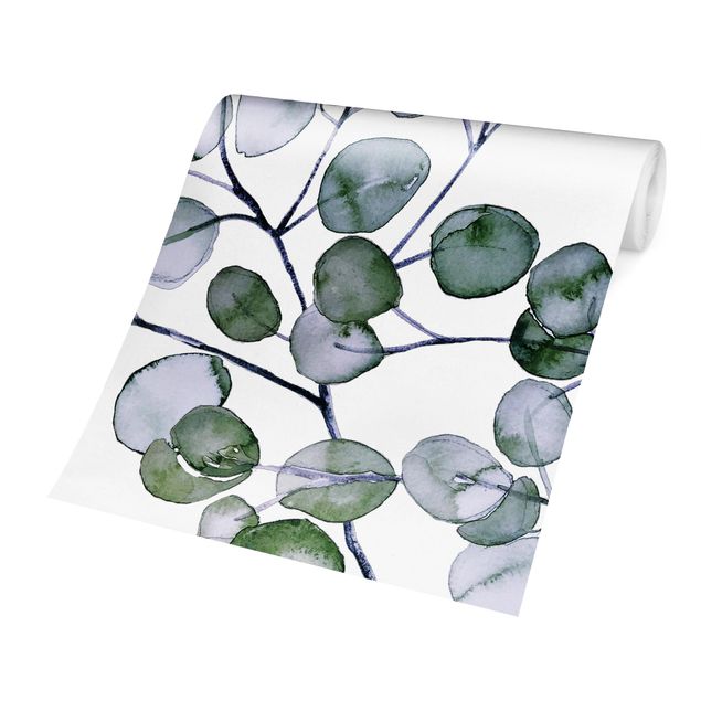 Carta da parati - Ramo di eucalipto in acquerello verde