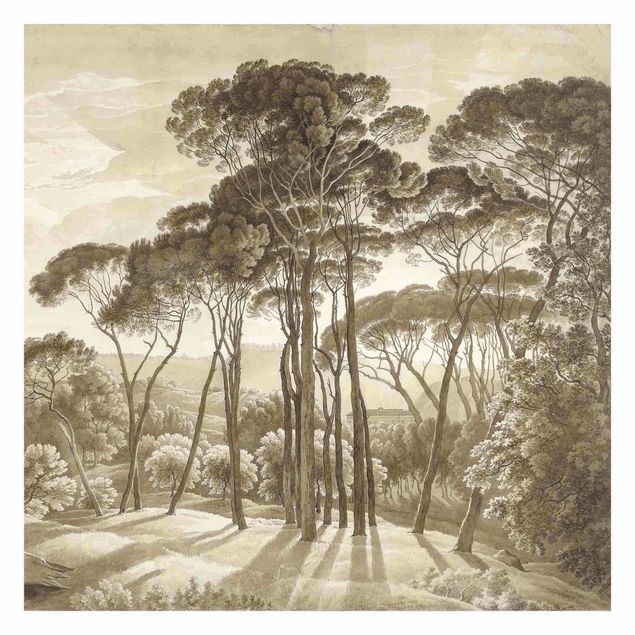 Carta da parati - Hendrik Voogd paesaggio con alberi in beige