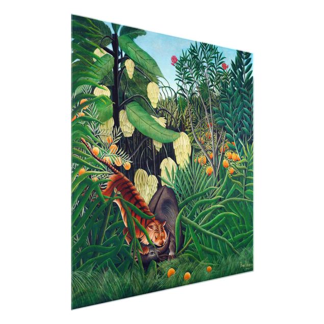 Quadro in vetro - Henri Rousseau - Scontro tra tigre e bufalo