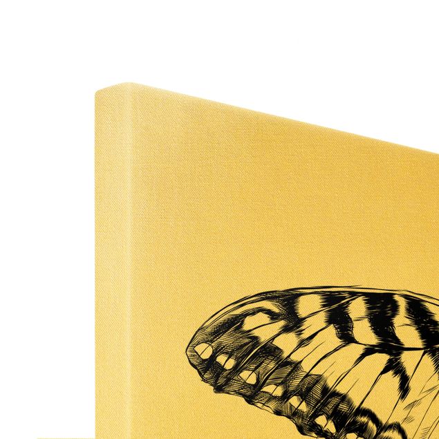 Stampa su tela - Illustrazione di macaone tigre che vola in nero - Orizzontale 3x2