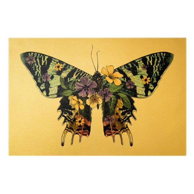 Stampe su tela Illustrazione floreale farfalla del Madagascar