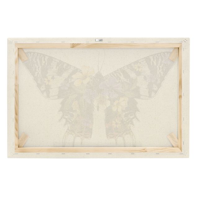 Quadro su tela naturale - Illustrazione floreale farfalla del Madagascar - Formato orizzontale 3:2