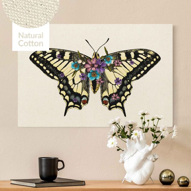Quadri con farfalle Illustrazione Floreale Coda di rondine